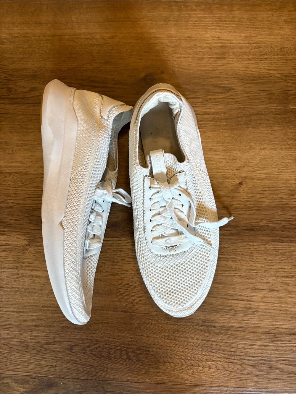 Cole Haan White Knit Lace-Up Sneakers